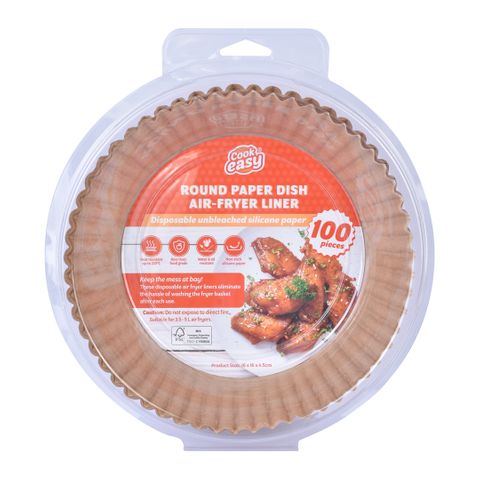 ROUND PAPER DISH AIR FRYER LINERS - SMALL (100PCS)