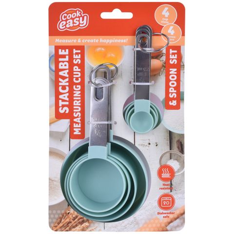 STACKABLE MEASURING CUP & SPOON SET (8PC)