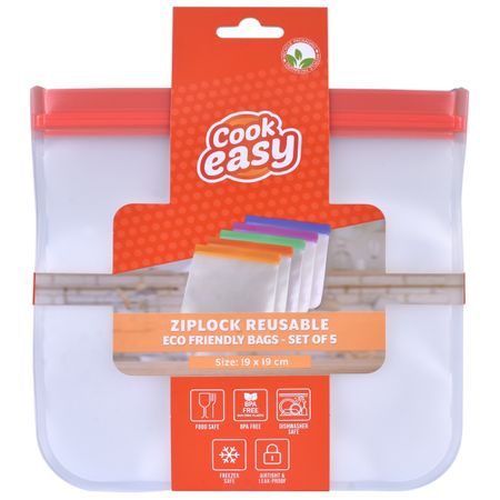 ZIPPER SEAL REUSABLE BAGS (5PC)
