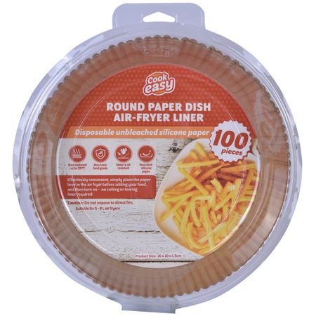 ROUND PAPER DISH AIR FRYER LINERS - LARGE (100PCS)