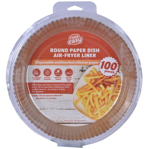ROUND PAPER DISH AIR FRYER LINERS - LARGE (100PCS)