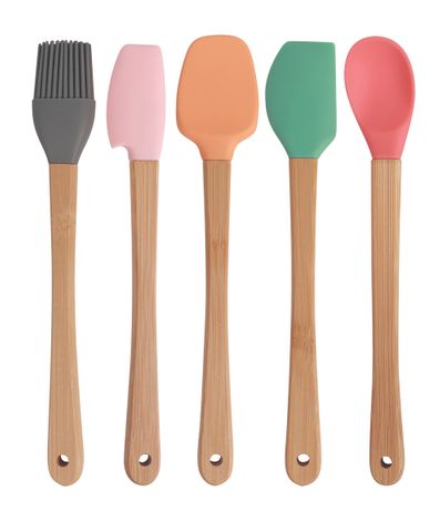 MINI SILICONE & BAMBOO UTENSILS SET (5PC)