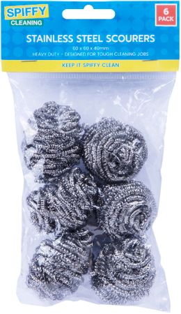 STAINLESS STEEL SCOURERS 6PK