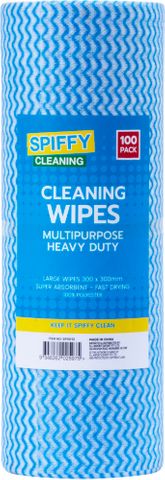 100PK MULTIPURPOSE CLEANING WIPES 30CM X 30CM