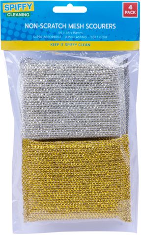 NON SCRATCH MESH SPONGE METALLIC 4PK