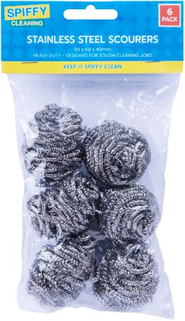 STAINLESS STEEL SCOURERS 6PK
