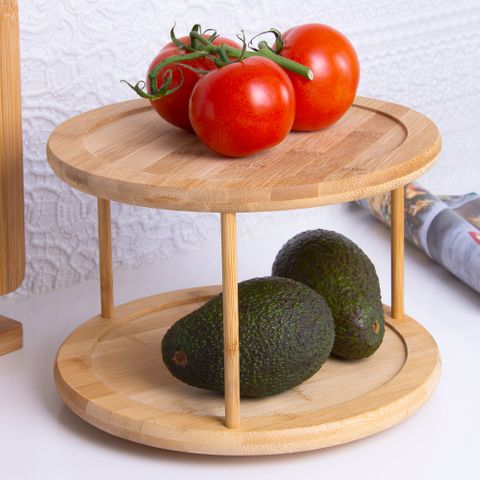 2 TIER BAMBOO LAZY SUSAN - 25CM