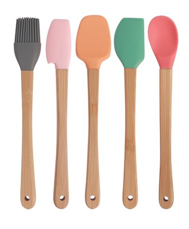 5PC MINI SILICONE & BAMBOO UTENSILS SET