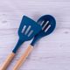 CLEVINGER BEECHWOOD & SILICONE SLOTTED SPOON NAVY