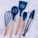 CLEVINGER BEECHWOOD & SILICONE SLOTTED SPOON NAVY