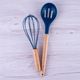 CLEVINGER BEECHWOOD & SILICONE SLOTTED SPOON NAVY