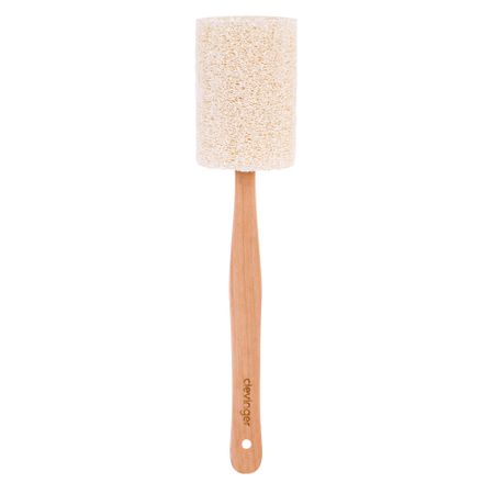 CLEVINGER ECO LOOFAH BACK SCRUBBER WITH WOOD HANDLE