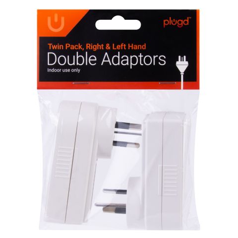PLUGD H DOUBLE ADAPTOR RIGHTLEFT TWIN 2PK