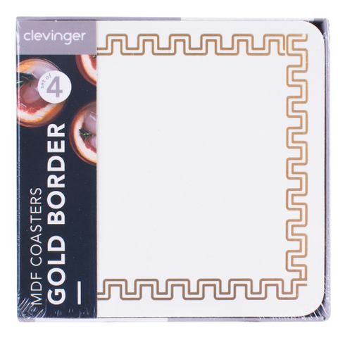 S4 MDF COASTERS GOLD BORDER