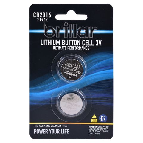 BRILLAR LITHIUM BUTTON CELL 2PK - CR2016