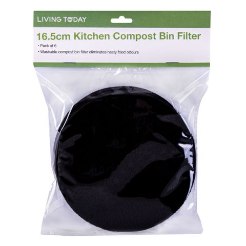 LIVING TODAY 6PC  KITCHEN COMPOST BIN FILTER 16.5CM