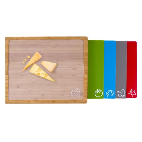 BAMBOO CHOPPING BOARD WITH 5 INSERTS