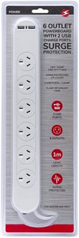 6 OUTLET 2 USB POWERBOARD SP