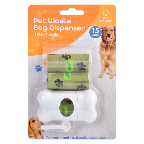 DOG POOP BAG WITH THREE ROLLS (45 BAGS) DISPENSER