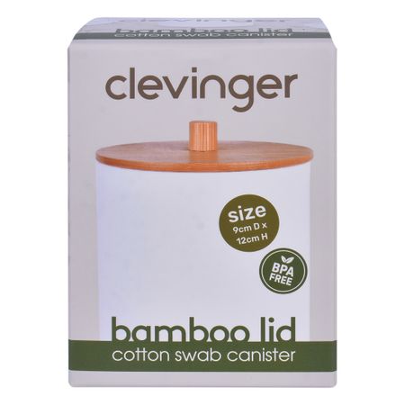 COTTON SWAB BOX WITH BAMBOO LID