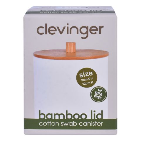 COTTON SWAB BOX WITH BAMBOO LID
