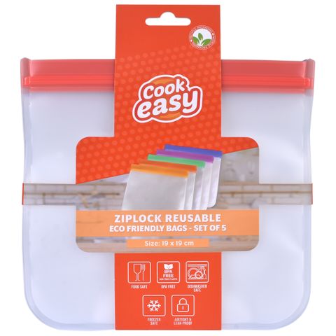 5PC ZIPPER SEAL REUSABLE BAGS