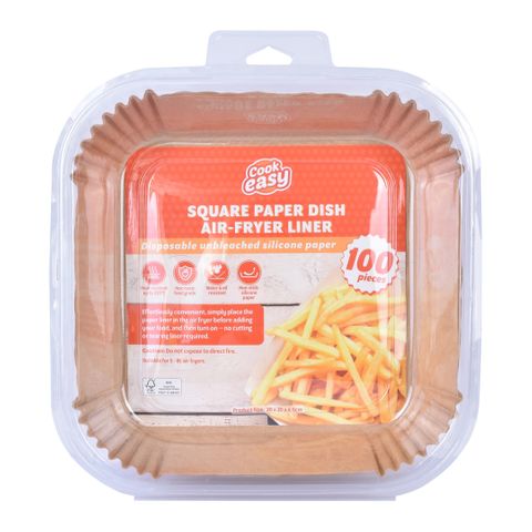 SQUARE PAPER DISH AIR FRYER LINER - LARGE (100PCS)