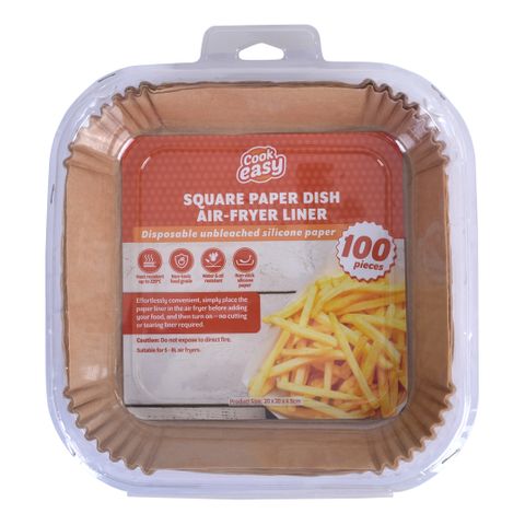 SQUARE PAPER DISH AIR FRYER LINNER - LARGE (100PCS)