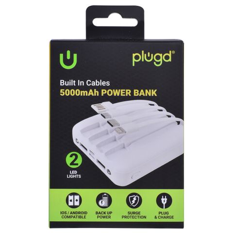 5000mAh POWER BANK BULIT-IN CABLES