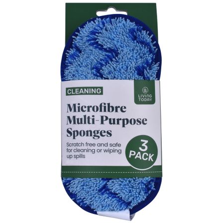 3PC REUSABLE - ANTIBACTERIAL MICROFIBER MLT-PURPOSE SPONGES