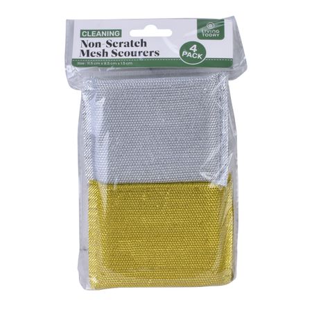 NON-SCRATCH MESH SCOURERS 4 PACK (Silver / Gold)