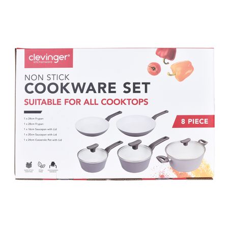 8 PIECE COOKWARE SET(white and grey)