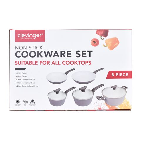 8 PIECE COOKWARE SET(white and grey)