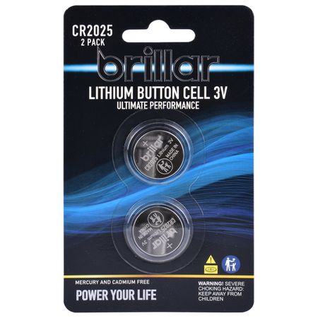 BRILLAR LITHIUM BUTTON CELL 2PK - CR2025
