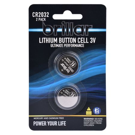 BRILLAR LITHIUM BUTTON CELL 2PK - CR2032