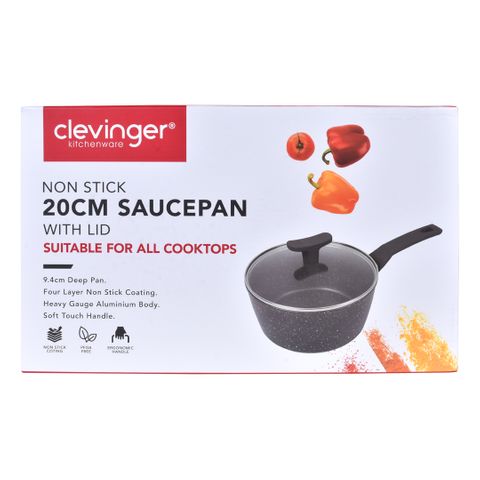 NON-STICK SAUCEPAN WITH LID - 20CM (BLACK)