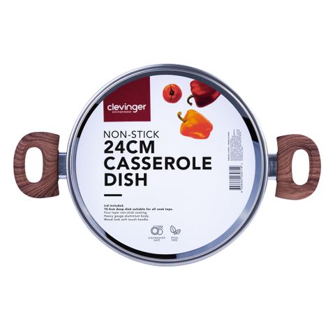 CLEVINGER 24CM NON-STICK CASSEROLE WITH LID (BLACK)