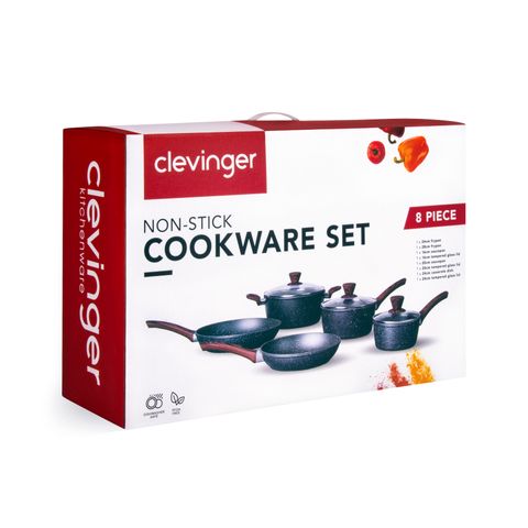 8 PIECE COOKWARE SET(BLACK)