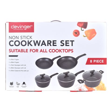 8 PIECE COOKWARE SET(BLACK)
