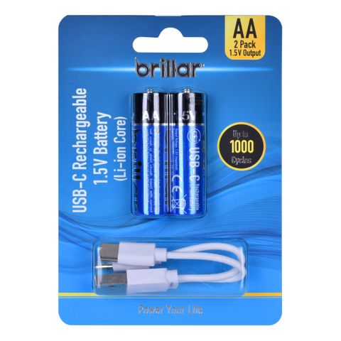 2PK AA USB RECHARGEABLE LI-ION BATTERY