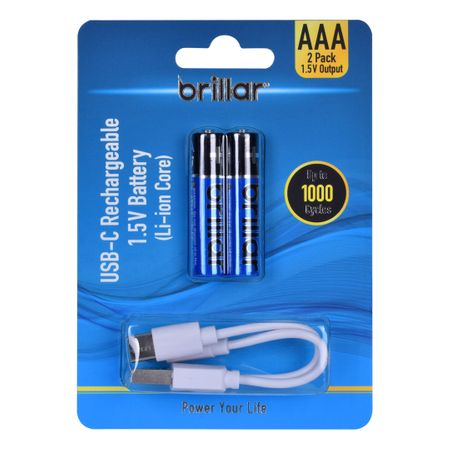 2PK AAA USB RECHARGEABLE LI-ION BATTERY
