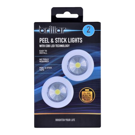 2PK CORDLESS PEEL N STICK WITH ALKALINE BATTERY