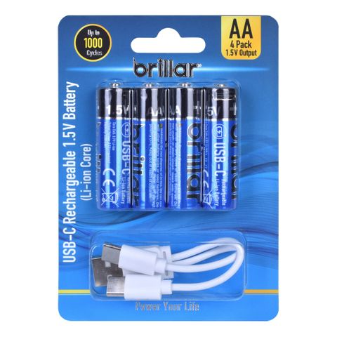 4PK AA USB RECHARGEABLE LI-ION BATTERY