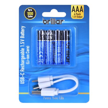 4PK AAA USB RECHARGEABLE LI-ION BATTERY