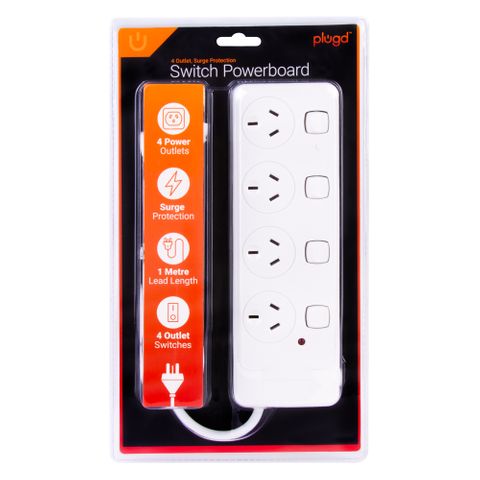 4 OUTLET POWERBOARD SWITCHED SP