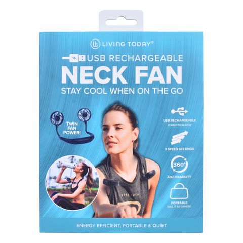 USB RECHARGEABLE NECK FAN (WHITE/BLACK)