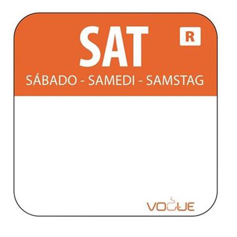 COLOUR CODED LABEL ORANGE - SATURDAY