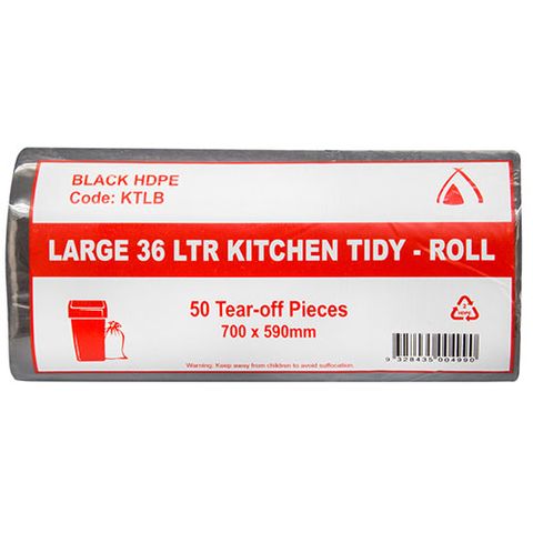 TIDY LINER BLACK 36ltr 50/ROLL