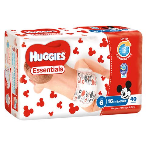 HUGGIES ESSENTIALS NAPPIES SIZE 6