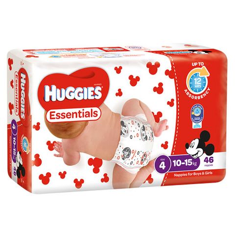 HUGGIES ESSENTIALS NAPPIES SIZE 4